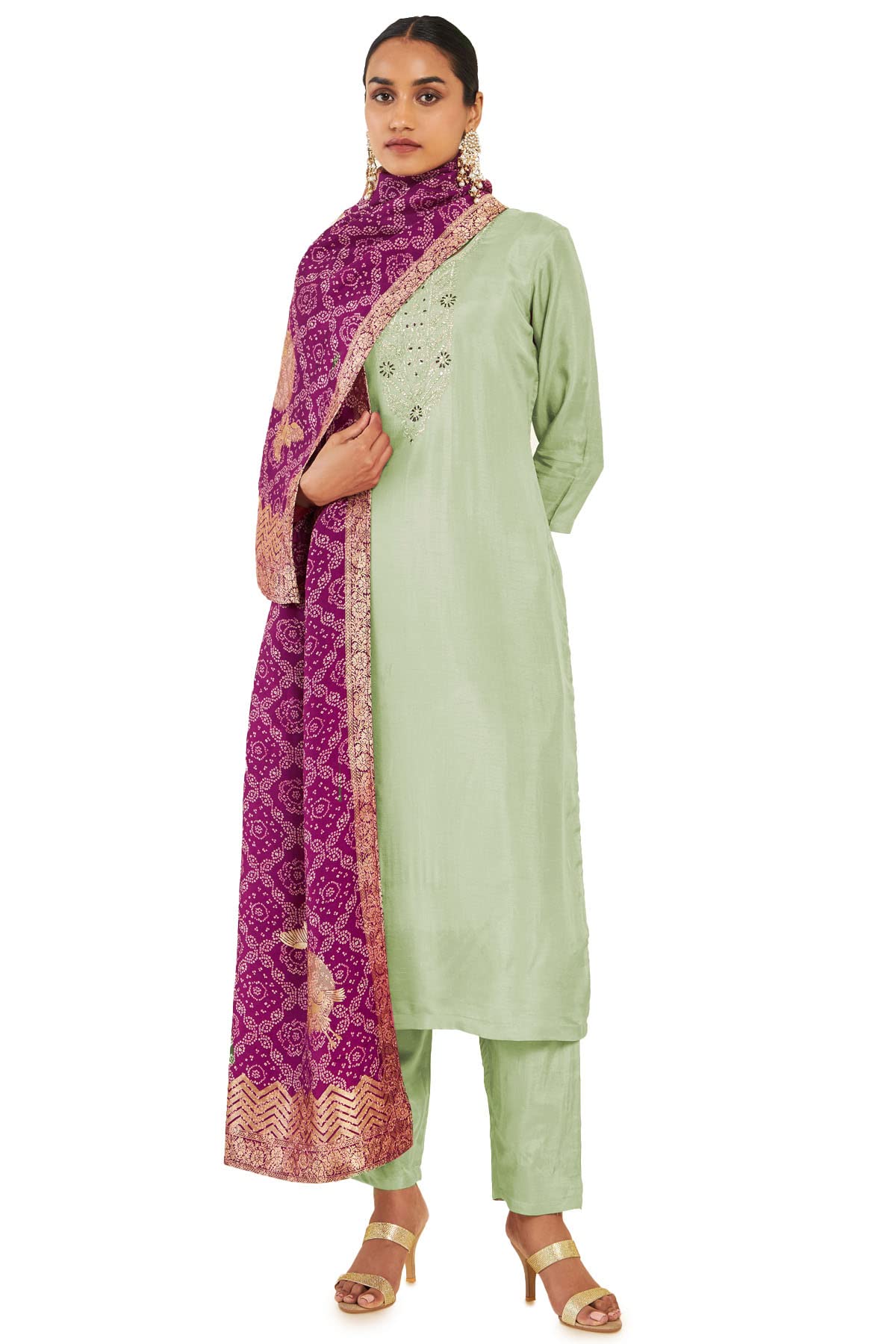 Soch Women Silk Blend Floral Suit Set