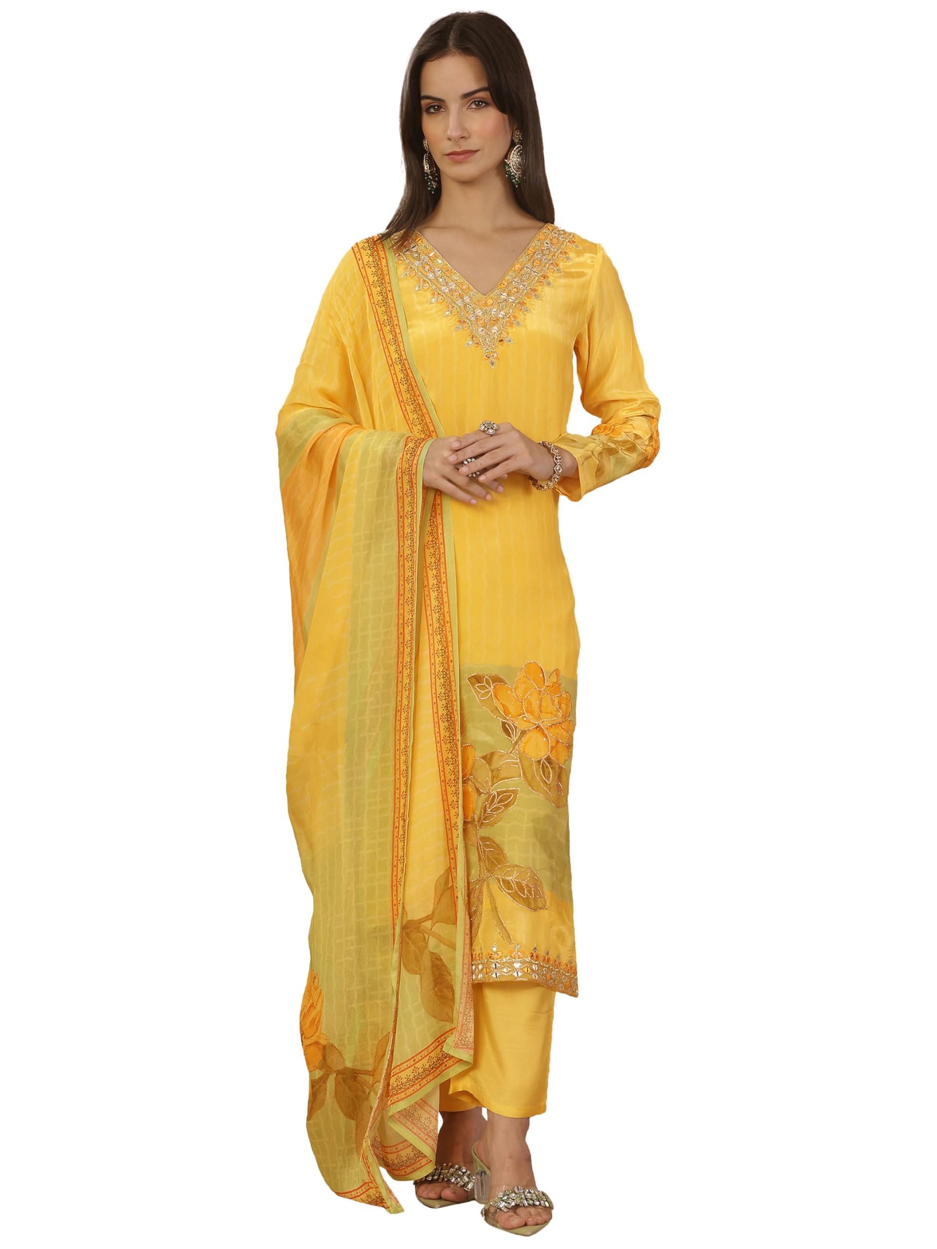 Libas Embroidered Crepe Straight Kurta Set for Women (51423XXL)