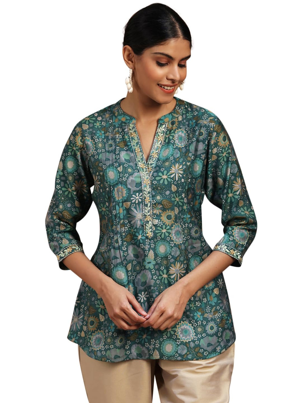 Libas WomenS Silk Blend Printed A-Line Kurtis (29109O_Green