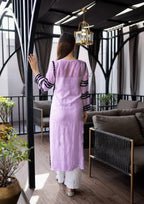 ANNI DESIGNER Womens Cotton Blend Chikankari Embroidered Straight Kurta (STHO-Purple_M_Purple_Medium)