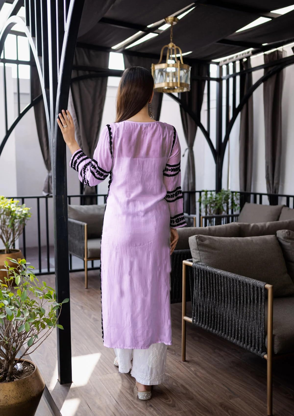 Anni Designer WomenS Cotton Blend Chikankari Embroidered Straight Kurta (Stho-Purple_S_Purple_Small)