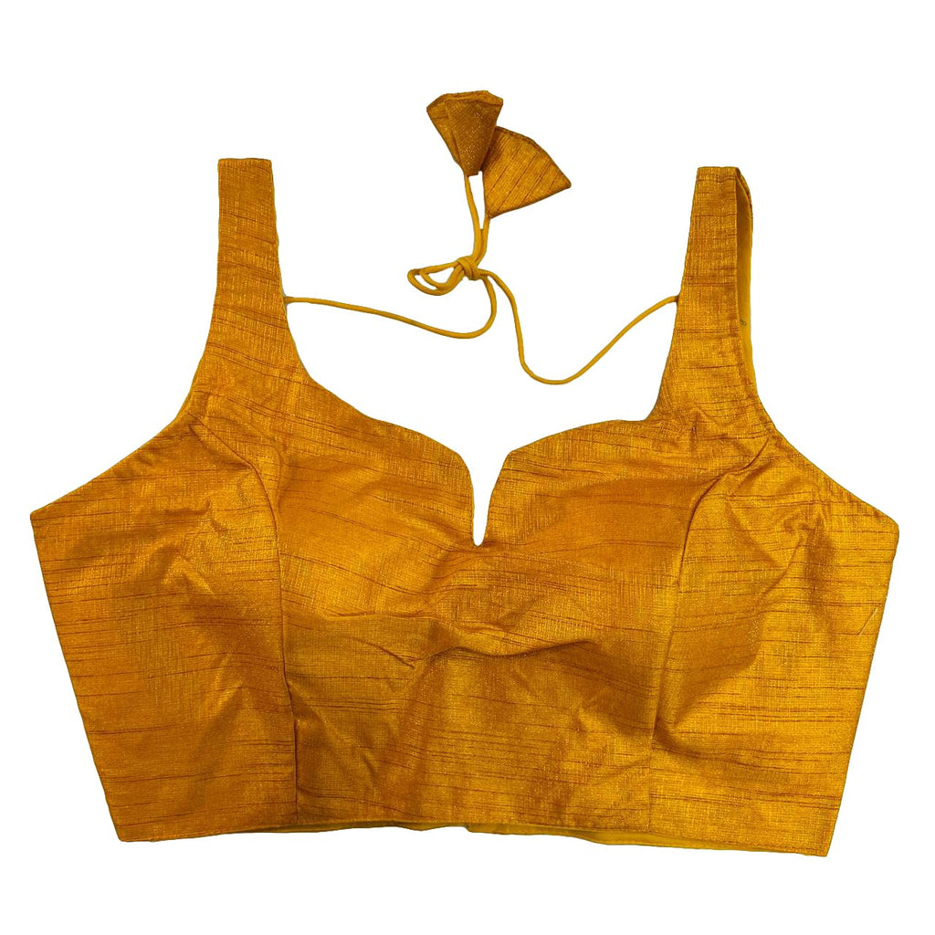 Pujia Mills Womens Heavy Phantom Silk Bollywood Style Sleeveless Trendy Blouse(Veda) (Mustard, 36)