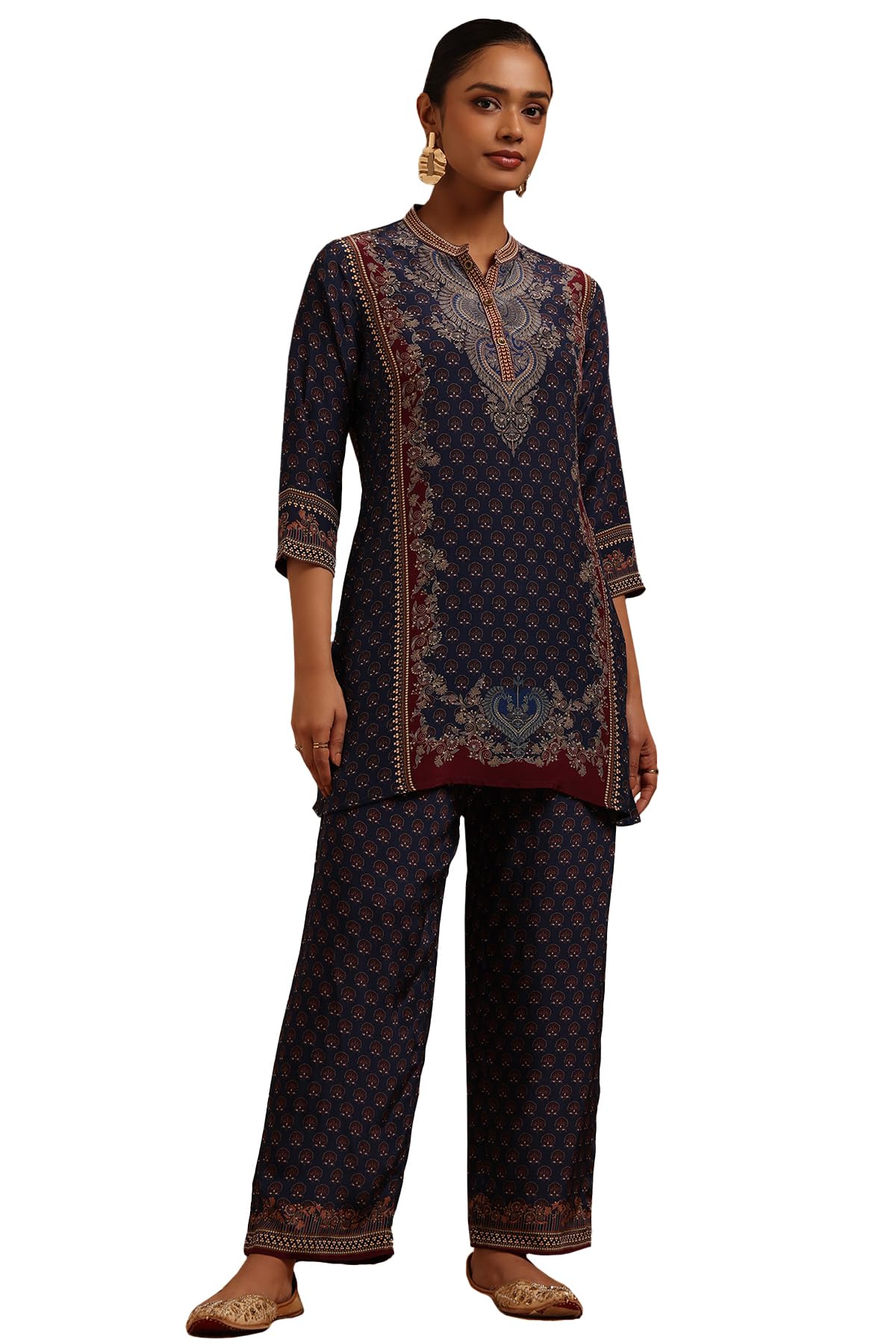 Soch Women Pattern: Ethnic Motifs Fabric: Closure: Hook and Eye Package Contains: Kurta Pant