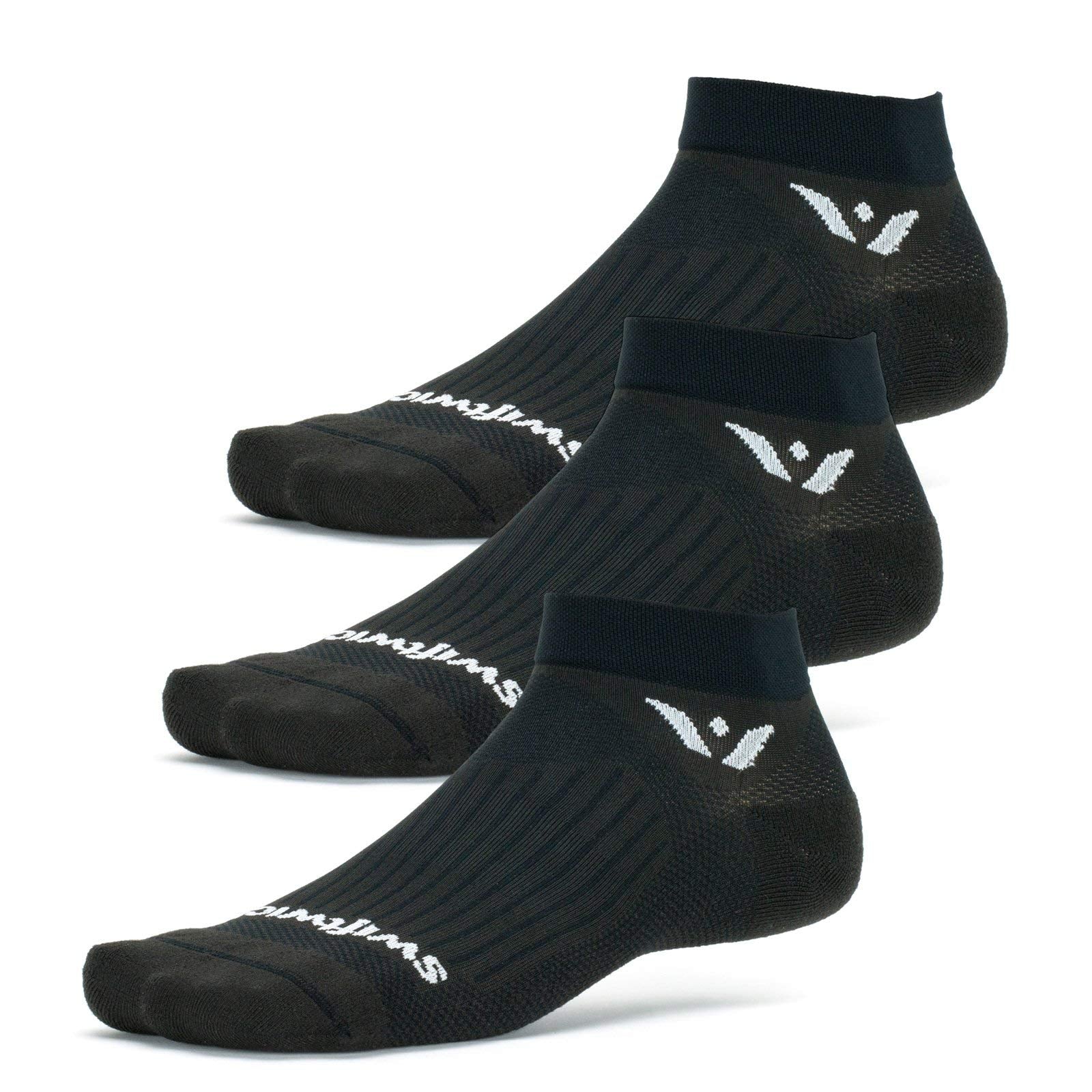 Swiftwick- ASPIRE ONE (3 Pairs) Running & cycling Socks, Breathable, compression Fit (Black, Large)