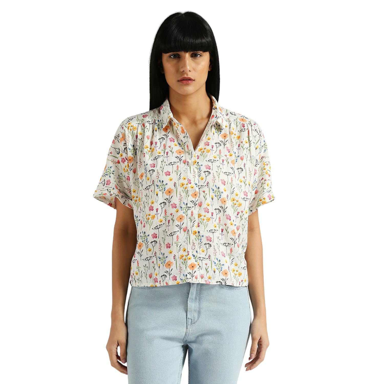 Pepe Jeans WomenS Floral Relaxed Fit Shirt (Pl304922_White