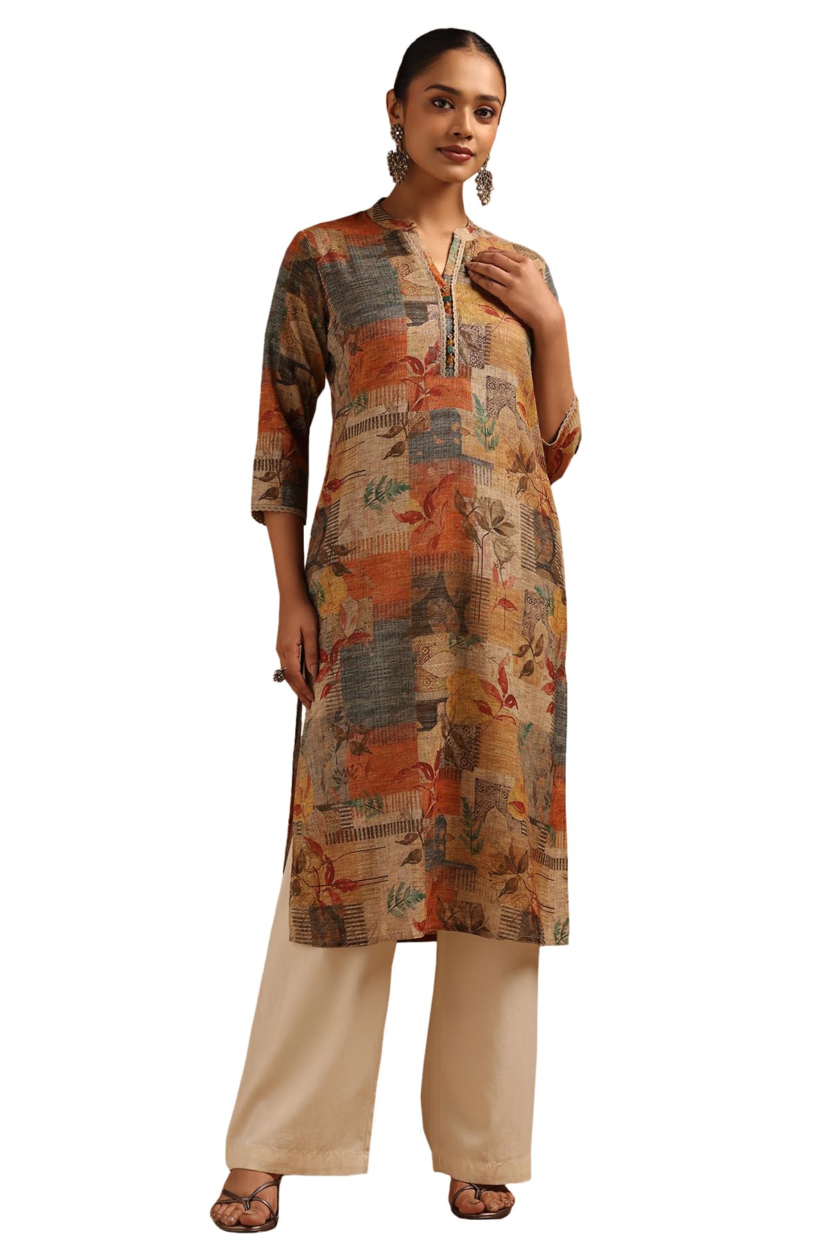 Soch Women Cotton Botanical Printed Kurta with Beads