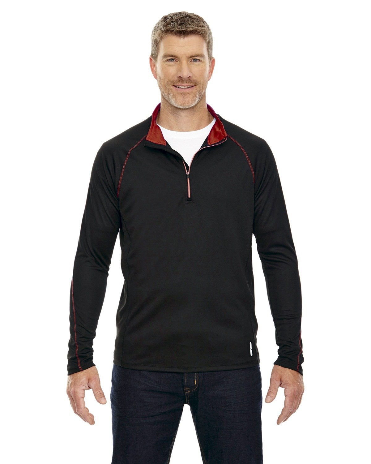 Mens Radar Quarter-Zip Performance Long-Sleeve Top - BLK TRU ROYAL - L(D0102H7K8S6)