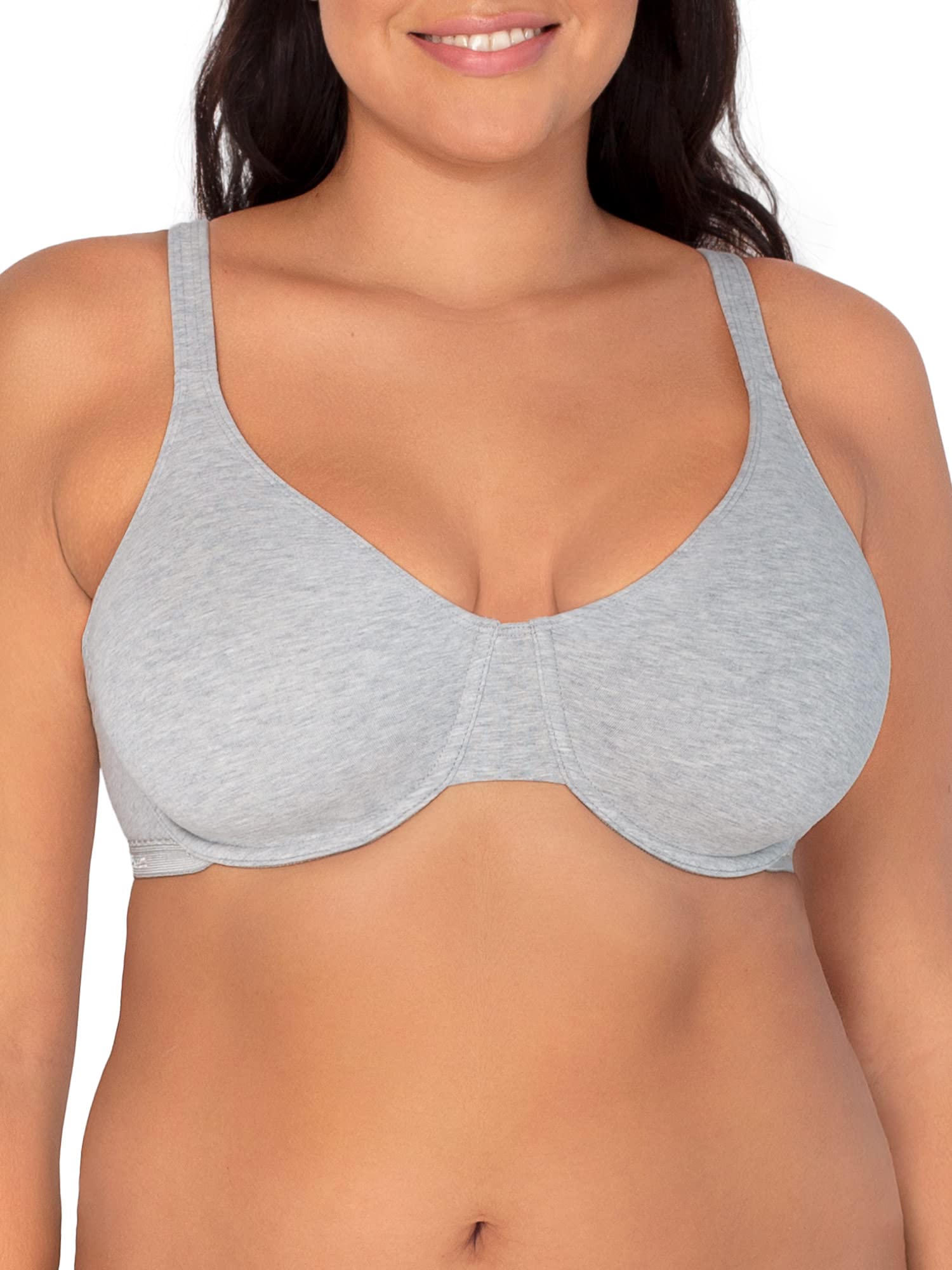Fruit of the Loom Women's Unlined Underwire Bra-Cotton & Spandex Blend for Natural Shape and Flexibility, Bittersweet Pink/WHT/G