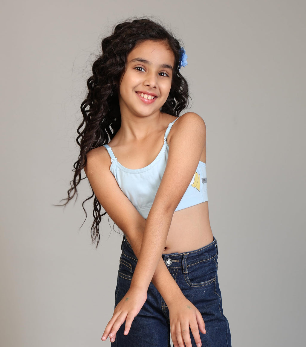 Kyda Kids Girls Antibacterial Printed Cotton Non Padded, Beginners Bra For Girls