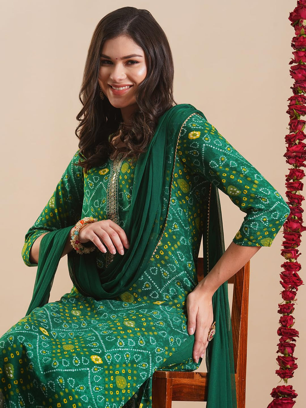 ANNI DESIGNER Women s Rayon Blend Kurta with Pants and Dupatta, Green, 4XL