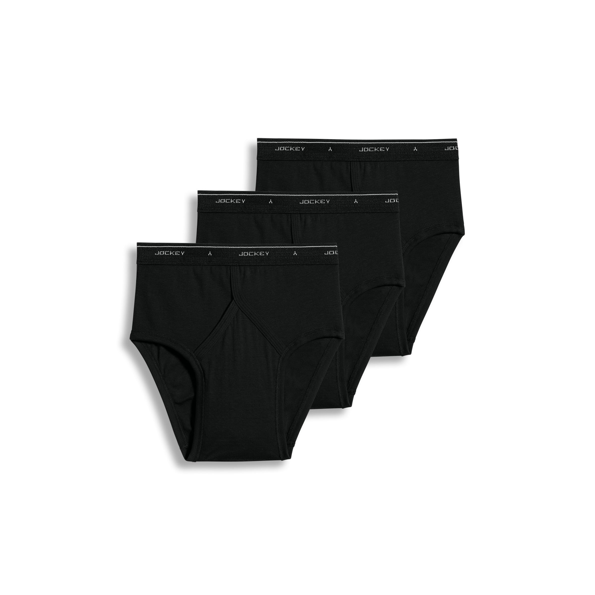 Jockey Mens Underwear classic Low Rise Brief - 3 Pack, Black, 36