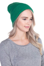 Top Level Unisex Cuffed Plain Skull Beanie Toboggan Knit Hat/Cap, Kelly Green