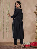 Anubhutee Women'S Black Sequins Embroidered Pure Cotton Straight Kurta…