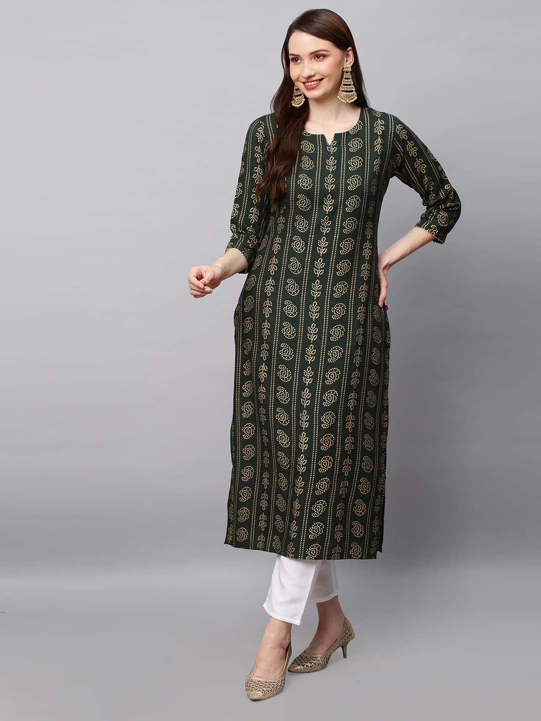 Anni Designer Women'S Cotton Blend Printed Straight Kurta (Sofika)
