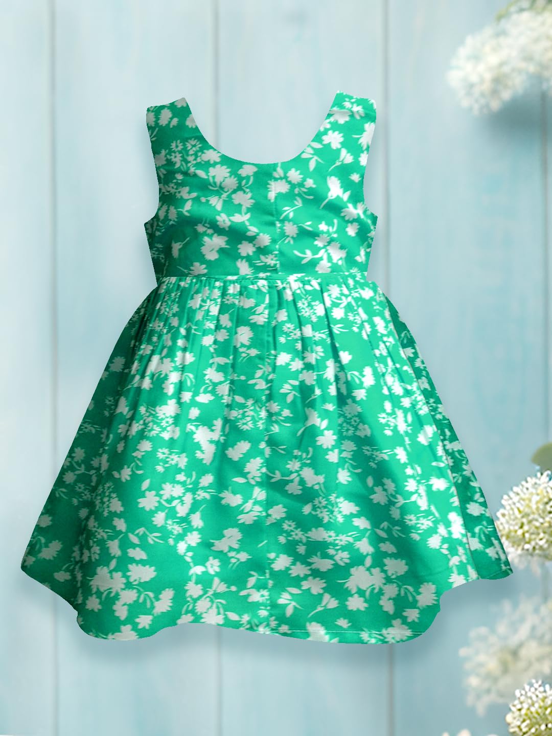 A.T.U.N. (ALL THINGS UBER NICE) Mini Green Floral Pam Bow Dress for Girls