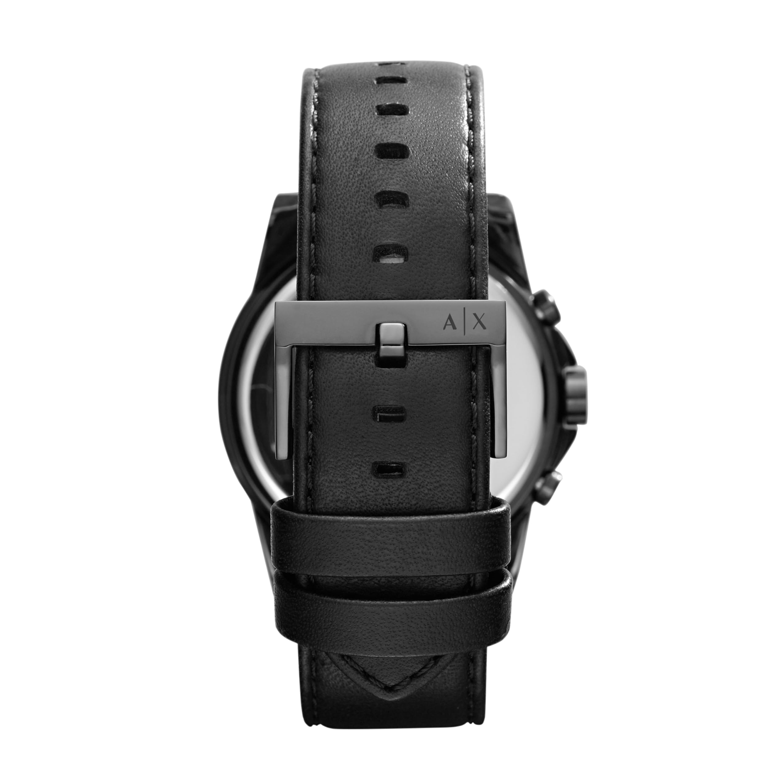 A|X ARMANI EXCHANGE Men's Chronograph Black Stainless Steel & Black Leather Band Watch (Model: A|X2098)