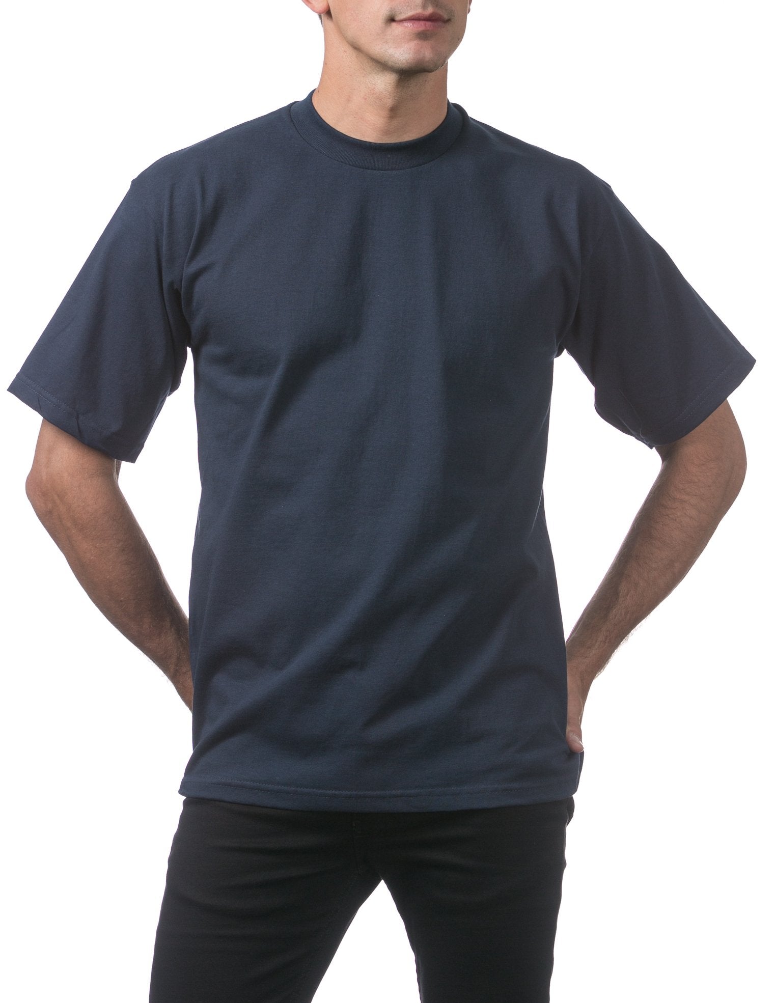 Pro Club Men's Heavyweight Cotton Short Sleeve Crew Neck T-Shirt, Navy, X-Large