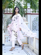 ANNI DESIGNER Womens Cotton Blend Straight Printed Kurta with Pant & Dupatta (BURSH-Peach-NW-CMD_XXL_Peach_XX-Large)