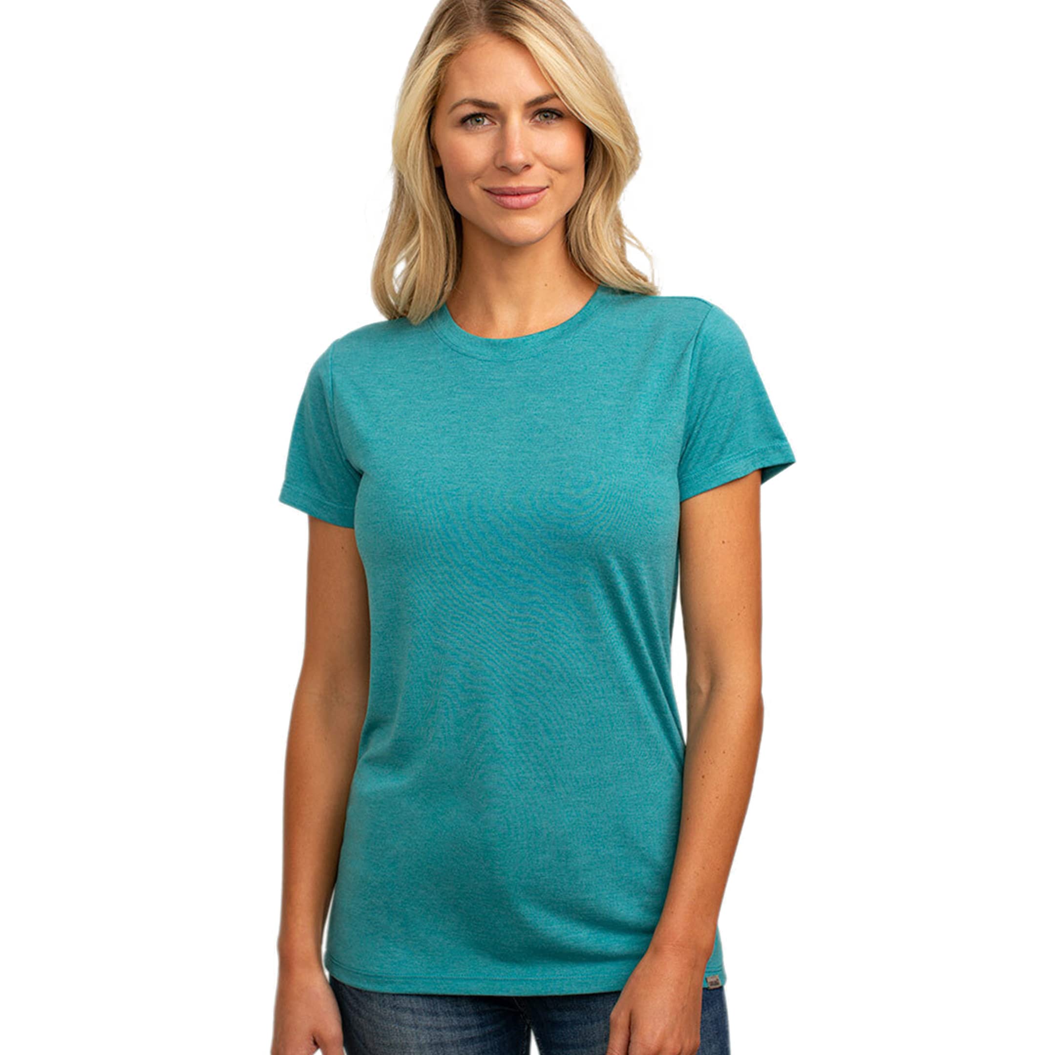 Bamboo Athletic Crew T-Shirt - Teal by Cariloha for Women - 1 Pc T-Shirt (M)