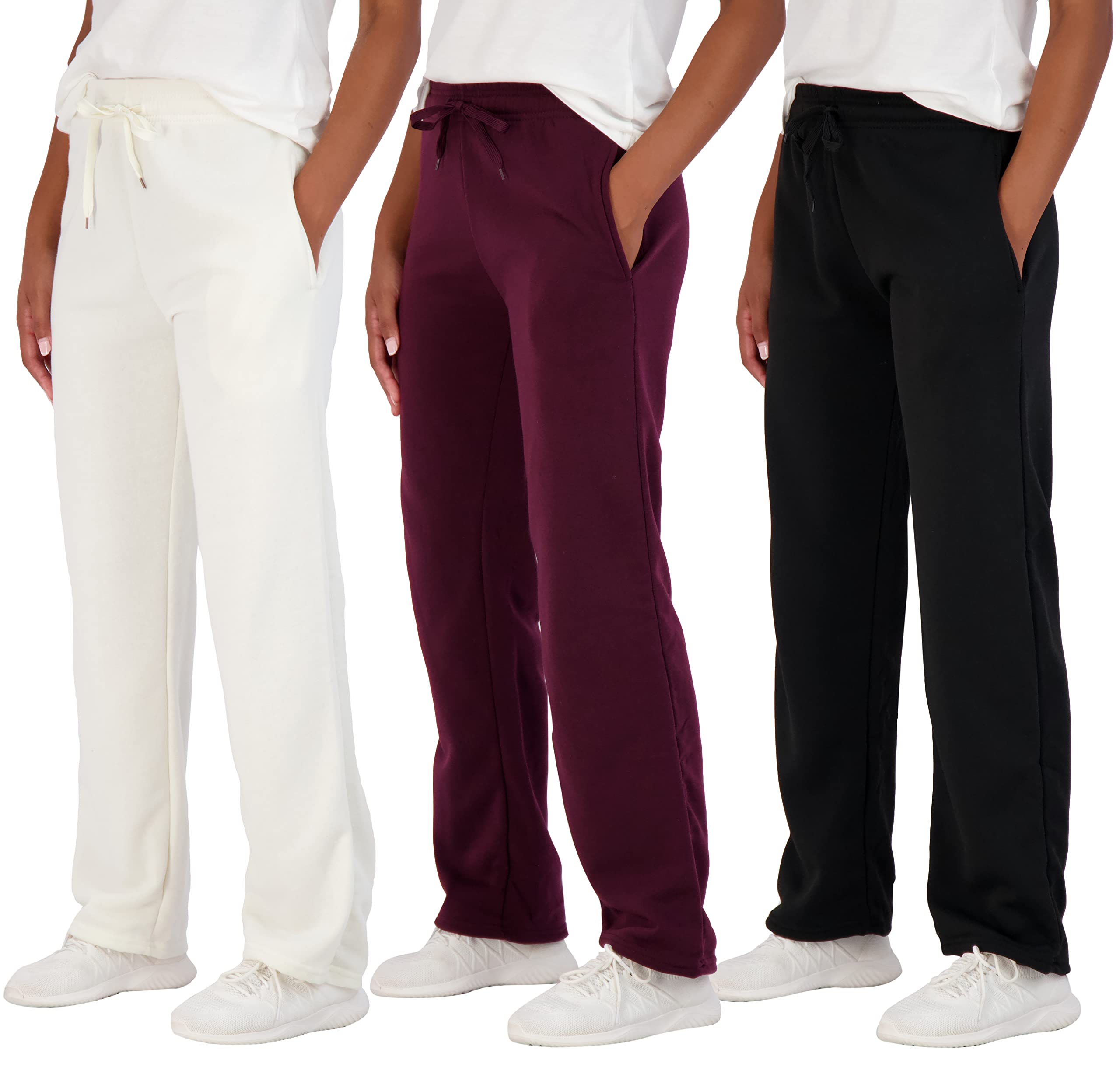 Real Essentials Womens Fleece Open Women Sweatpant Bottom Sweatpants Running Pant Baggy Wide Leg Jogging Sweats Bottoms Teen Lou