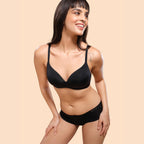 Enamor F084 Seamless Ultra Smoothening With Invisible Edges T-Shirt Bra - Padded Wirefree Medium Coverage - Black