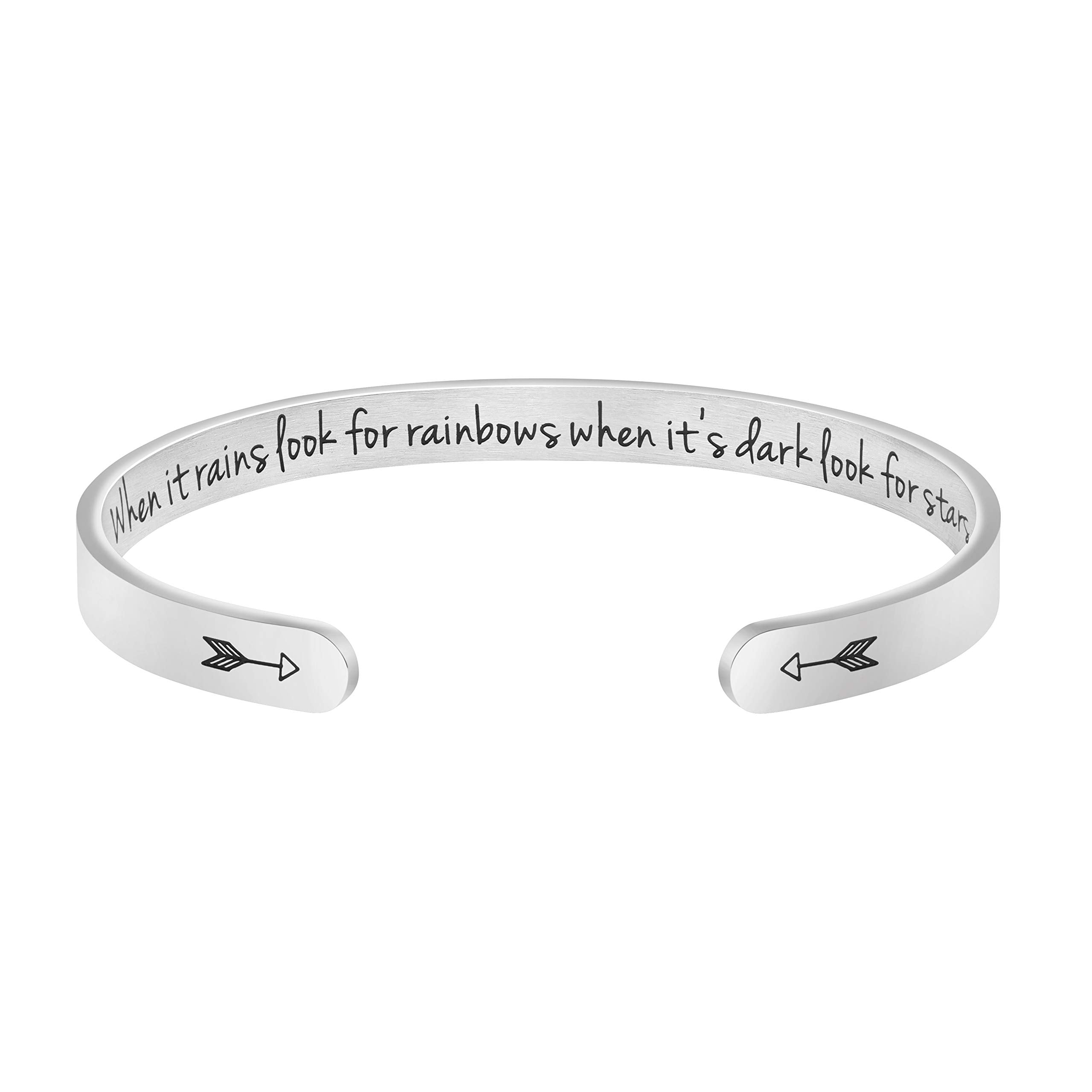 JoycuFF Sympathy Gift for Her Motivating Jewelry for Women Birthday Gift Ideas Inspirational Engraved Stainless Steel Cuff Brace