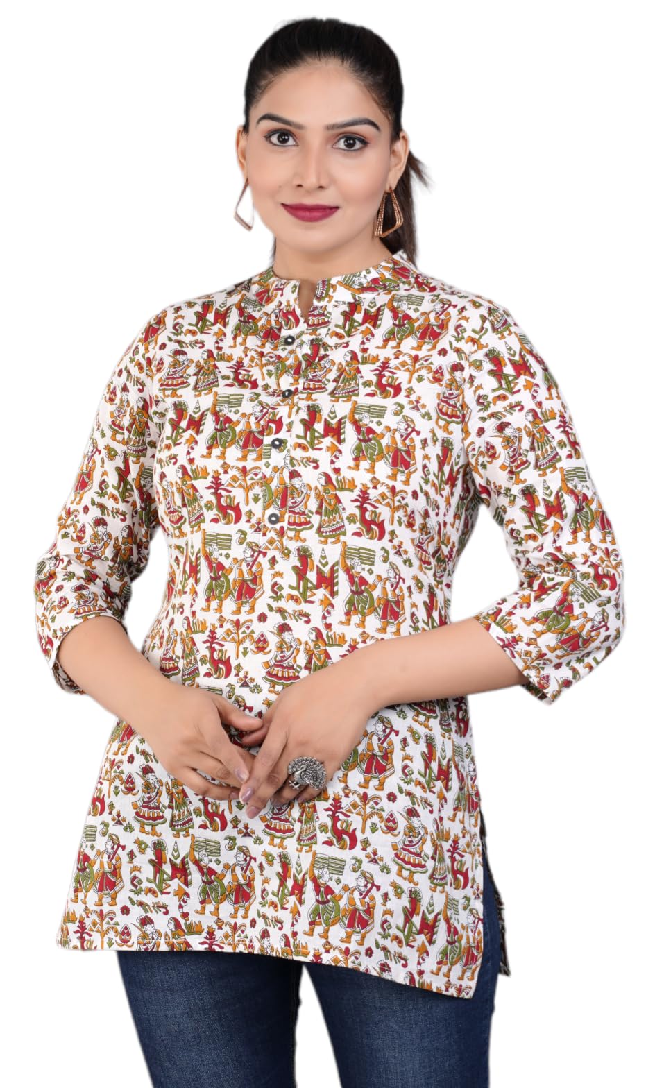 Jikonet Womens Rayon Straight Short Kurti - 1005, (X-Large, White)