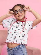 The Souled Store Official Hello Kitty: Kitty Love Girls Short Sleeves Round Neck White Regular Fit Cotton T-Shirts
