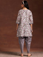 Libas Womens Printed Silk Blend A-Line Kurta With Dhoti Pant