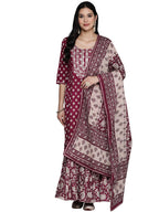 Libas WomenS Pure Cotton Kurta Sets (34512_Burgundy