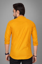 Besix MenS Regular Fit Solid Cotton Shirt | Chinese Collar | Casual | Plain | Branded | Mandarin Collar | Full Sleeve | Summer