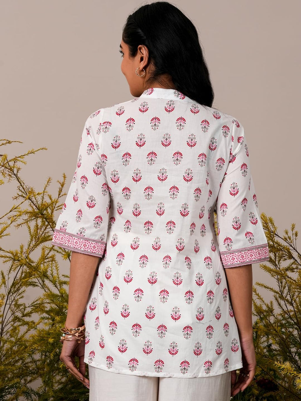 Libas WomenS Pure Cotton Printed Straight Kurtis (26867_White