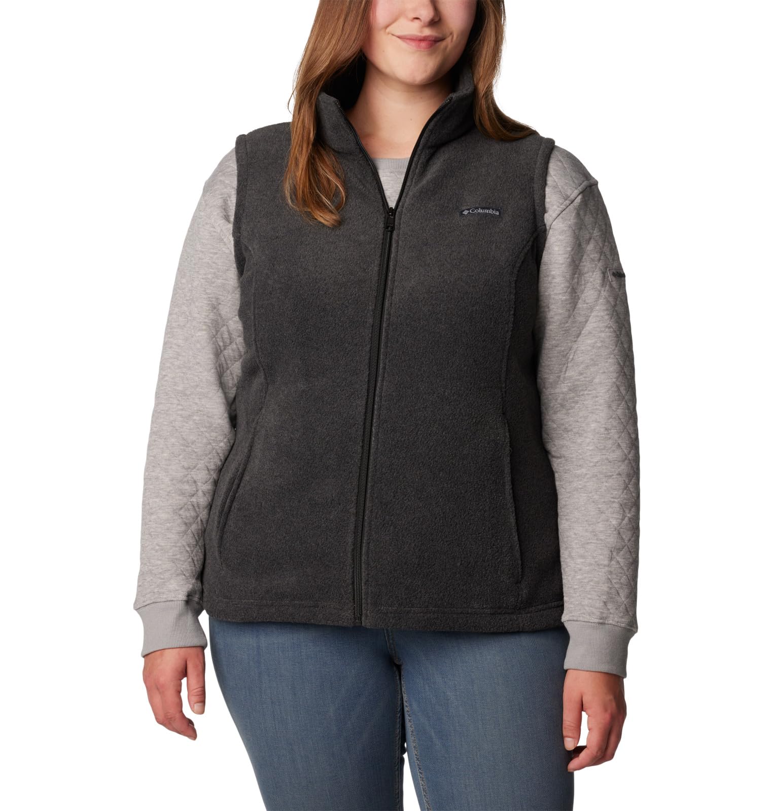 columbia Womens Benton Springs Vest, charcoal Heather, 1X Plus