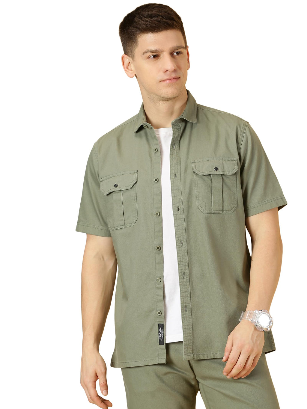 Thomas Scott Mens | Half Sleeve | Double Pockets | Solid | Regular Fit Plus Size | 100% Cotton | Spread Collar | Casual Shirts (