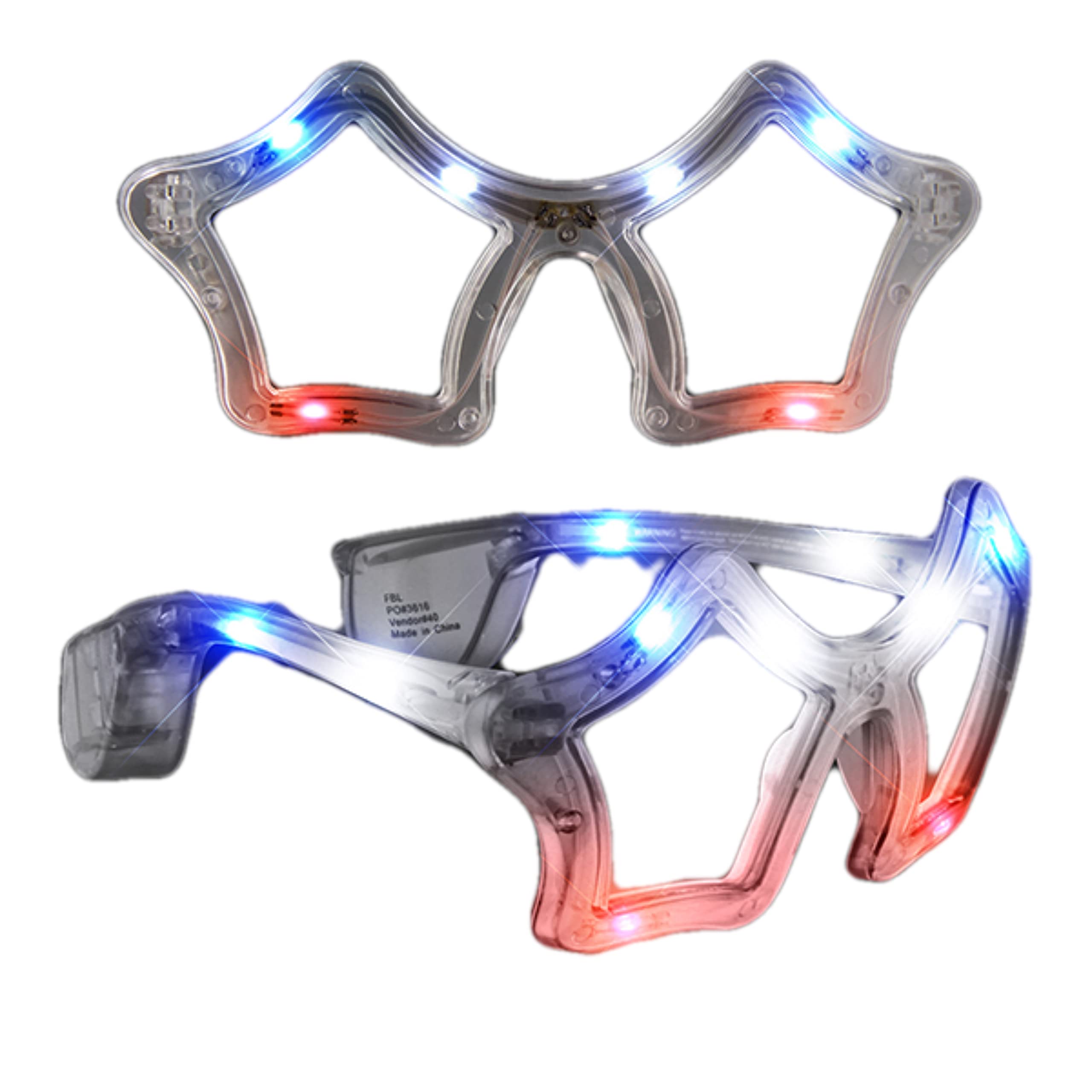 blinkee Red White Blue Flashing LED Star Sunglasses