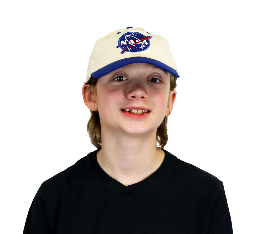 Aeromax Jr. NASA Astronaut Flight Suit Cap, Adjustable Youth Size, White/Blue