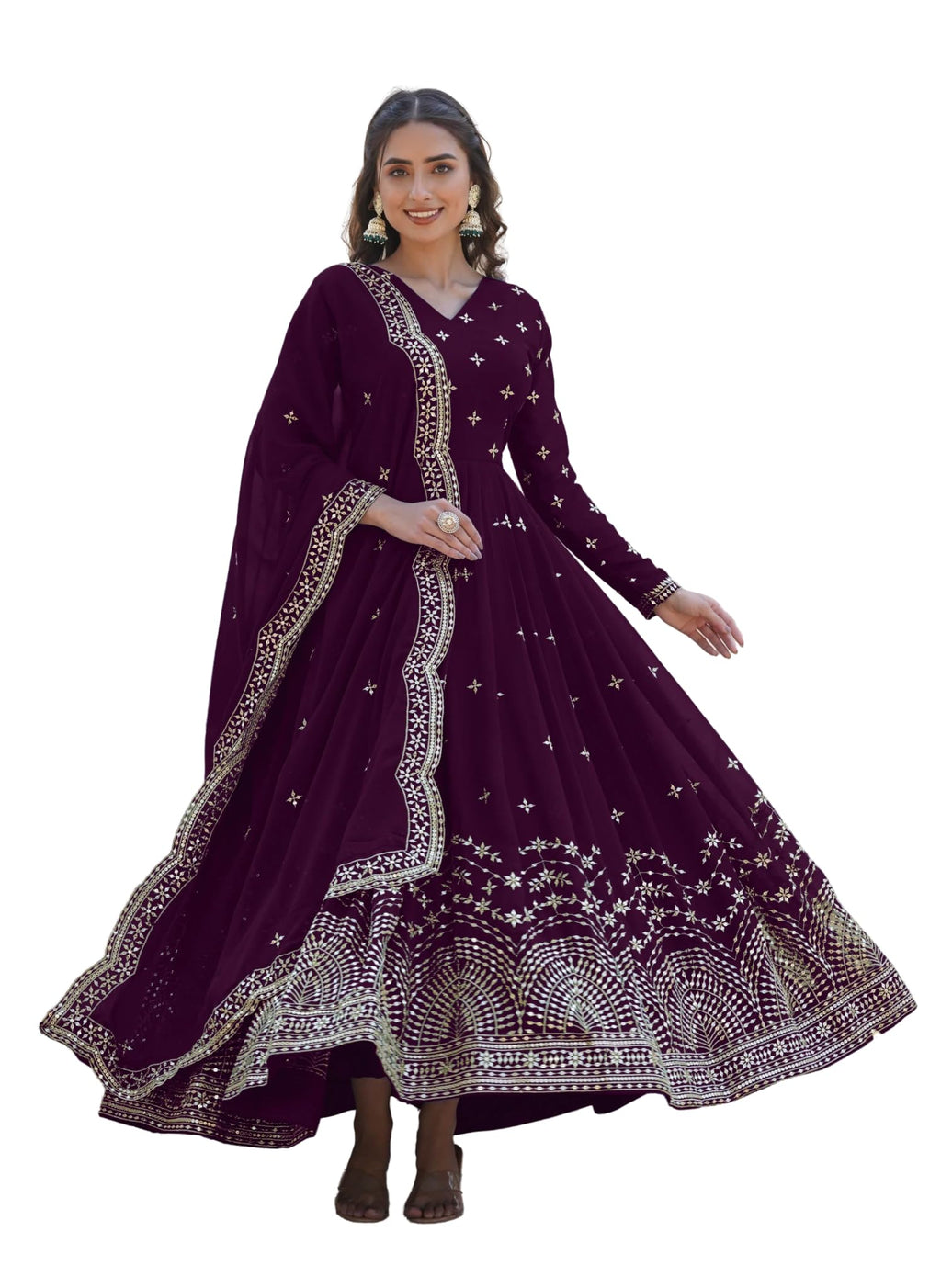 Wedani Georgette Anarkali Kurta Set with Dupatta For women