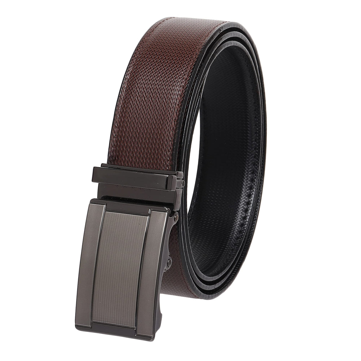 Sunshopping MenS Formal & Causal Artificial Leather Reversible Black & Brown AutoLock Buckle (Htp14) (28, Brown) 28