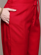 Anubhutee Women'S Viscose Rayon Yoke Zari Embroidered Kurta With Palazzo Set