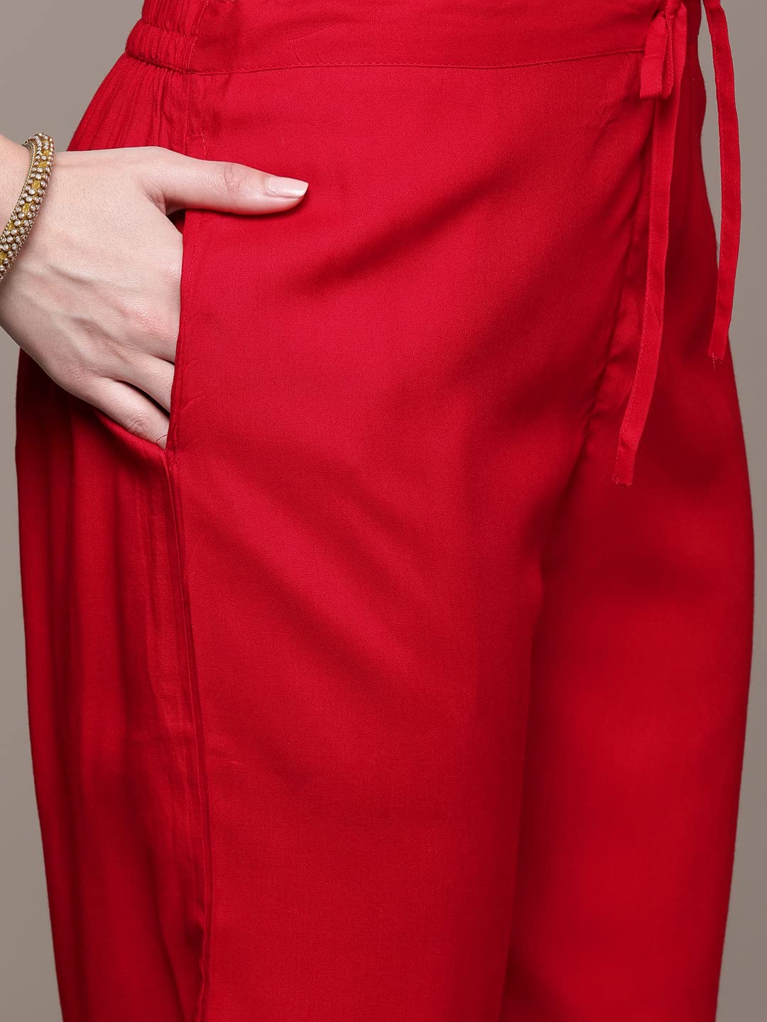 Anubhutee Women'S Viscose Rayon Yoke Zari Embroidered Kurta With Palazzo Set