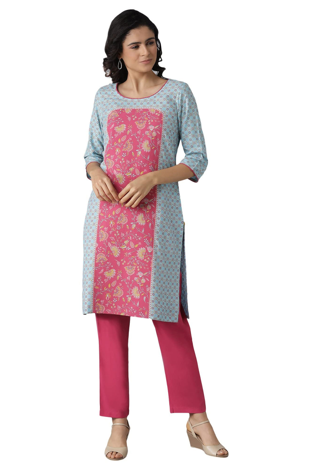 Aurelia Women'S Viscose Kurta & Trouser (22Onas13031-505130_Blue_M)