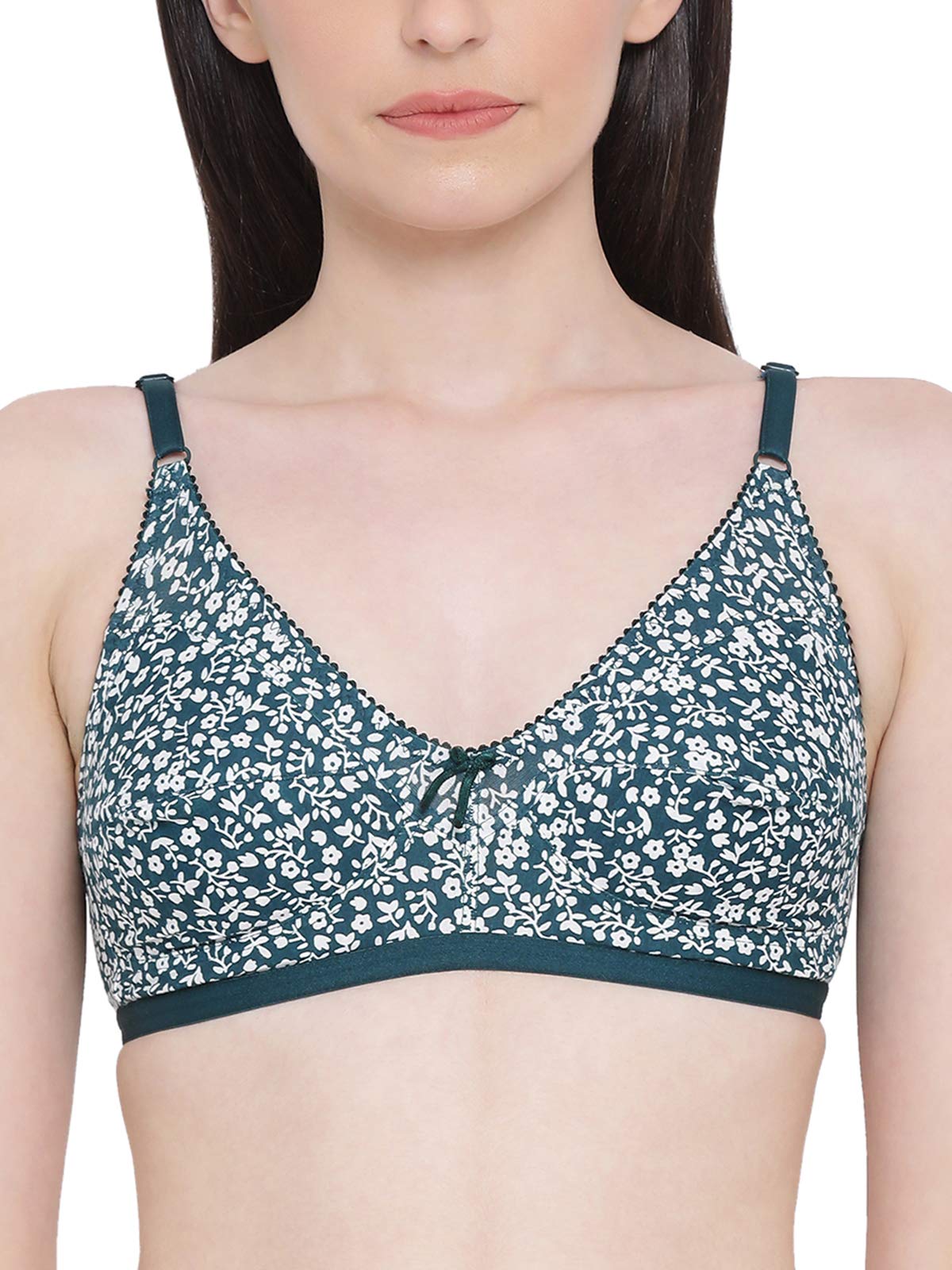 Clovia WomenS Cotton Non-Padded Wire Free T-Shirt Bra (Br0185C1732B_Green_32B)