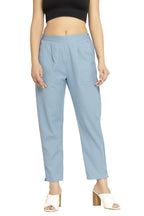 Digital Shopee Women Cotton Trouser Pant Regular Fit For Office School Formal Casual Daily Use Blue