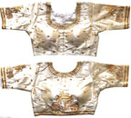 Pujia Mills WomenS Multicolor Phantom Silk Heavy Elephant Gold Thread Embroidery Sequins Zari Work Half Sleeves Readymade Saree