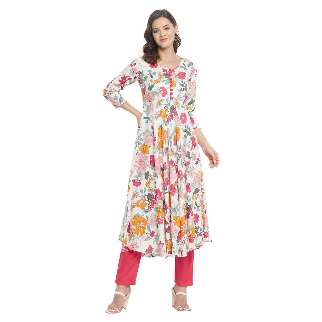 Tissu Womens Rayon Multicolor Printed A-Line Kurta 2139_Multicolor_7XL