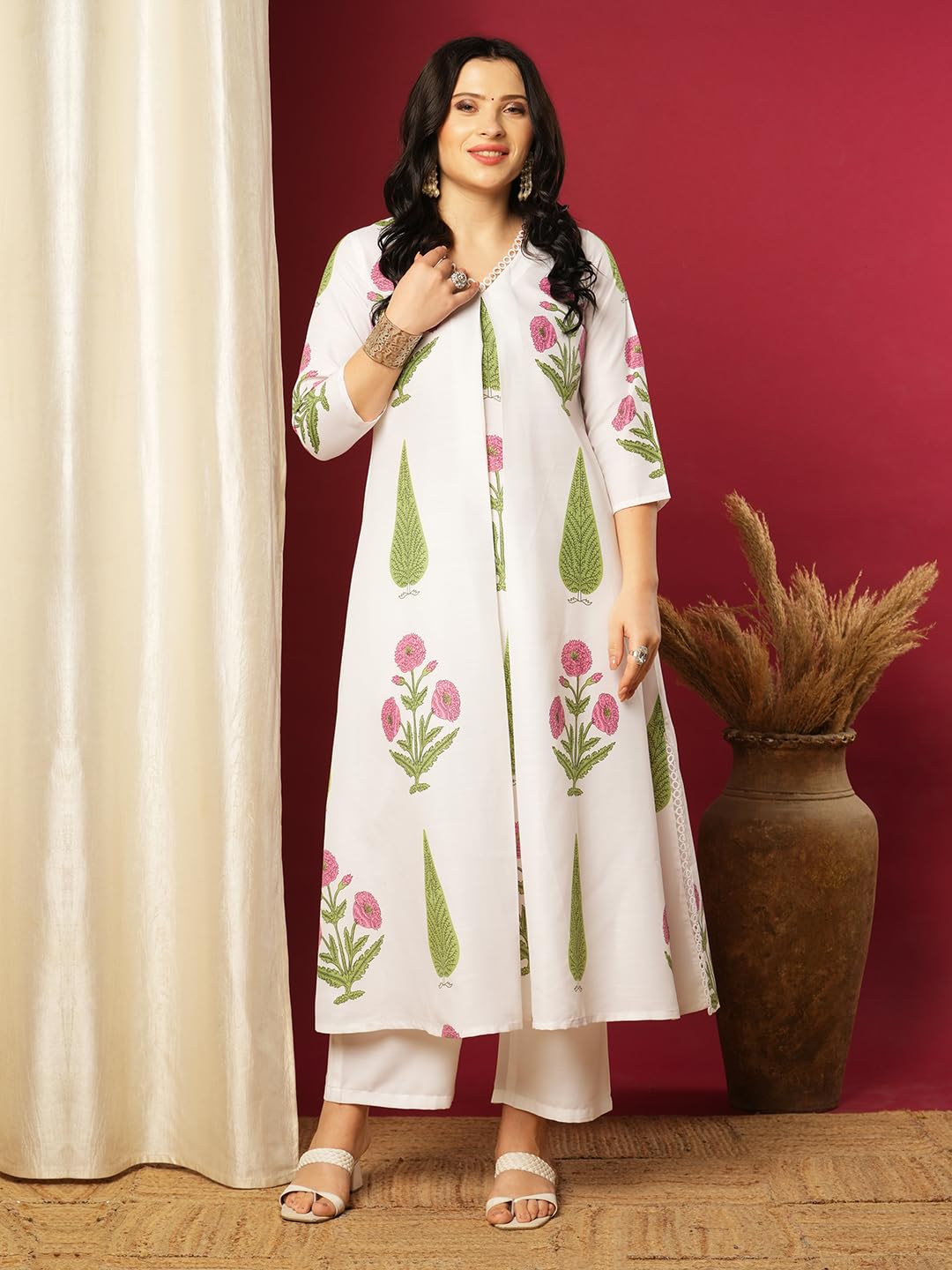 ANNI DESIGNER Women s Kurta with Trousers, white, 2XL