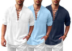 Finivo Fashion Combo Of MenS Solid Cotton Blend Straight Kurta Shirt Pack Of 3