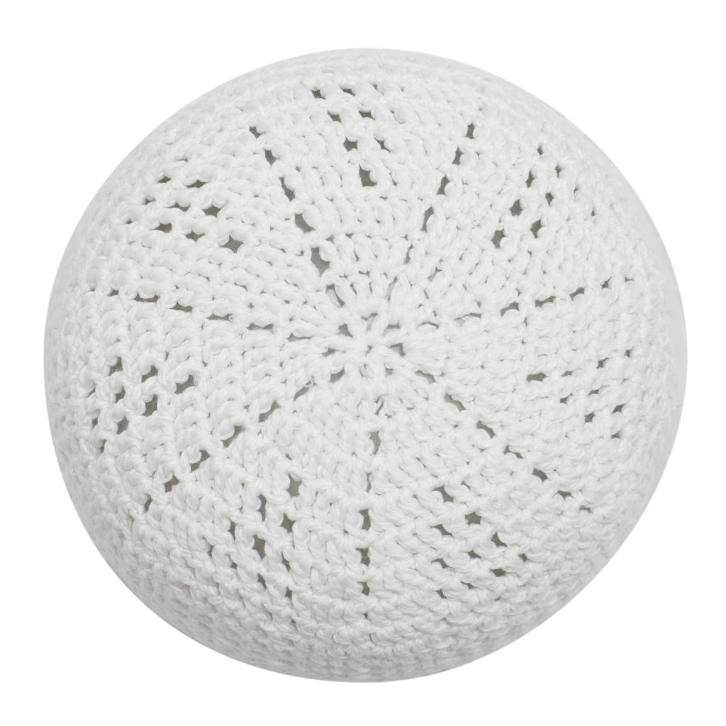 White Kufi Hat Tight & Loose Weave Mix Crocheted Comfortable Cotton Muslim Kufi Topi Skull Prayer Cap (S)