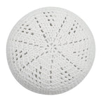 White Kufi Hat Tight & Loose Weave Mix Crocheted Comfortable Cotton Muslim Kufi Topi Skull Prayer Cap (S)