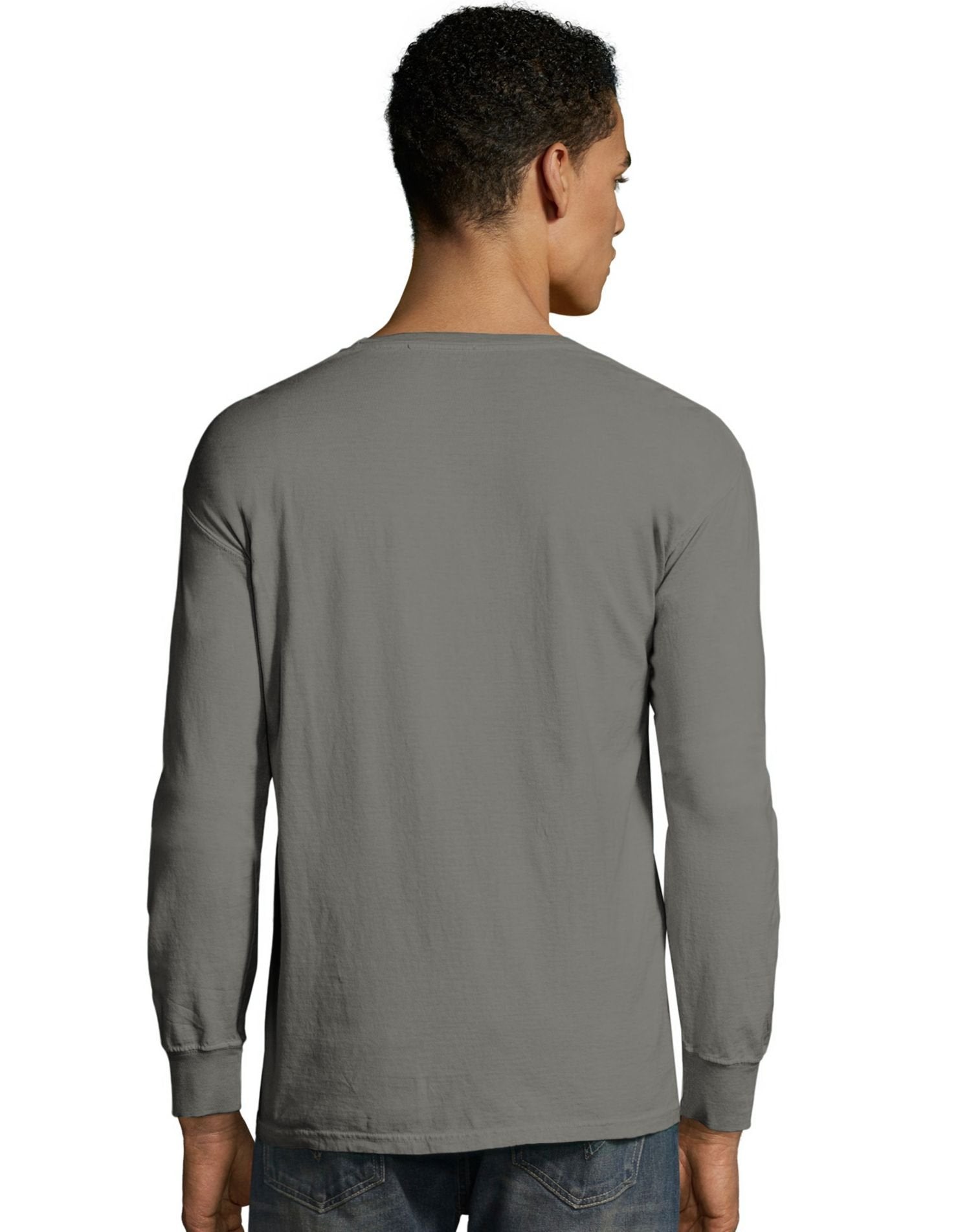 Unisex garment-Dyed Long-Sleeve T-Shirt with Pocket - NEW RAILROAD - S(D0102H7YTHJ)